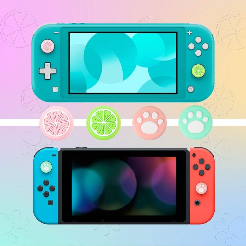 Sumind 24 Pieces Replacement Soft Silicone Cat Paw Flower and Fruit Lemon Design Thumb Grip Caps Analog Stick Cover Joystick Cap Luminous Cover Compatible with Nintendo Switch/Switch Lite Controller - Image 5